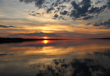 Nature, Water, Sunset, Sky, Lake, Glare HD wallpaper