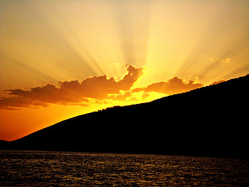 sunset above adriatic sea, sea, adriactic, croatia, sunset HD wallpaper