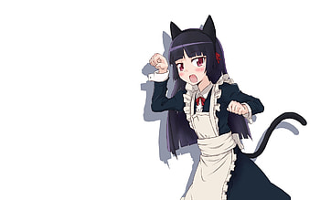 Anime, Cat, Girl, Tail, Costume, Maid, Housemaid HD wallpaper