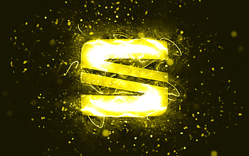 Seat yellow logo, , yellow neon lights, creative, yellow abstract background, Seat logo, cars brands, Seat HD wallpaper