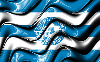 Maccabi Petah Tikva flag, , blue and white 3D waves, Ligat ha Al, Israeli football club, Maccabi Petah Tikva, football, Maccabi Petah Tikva logo, soccer, Maccabi Petah Tikva FC, Israel HD wallpaper