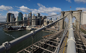 Aerial view, Brooklyn Bridge HD wallpaper