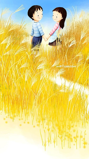 Couple Cartoon, Cute Couple, Nature Background HD phone wallpaper