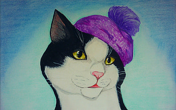 Art, Cat, Drawing, , Cap HD wallpaper