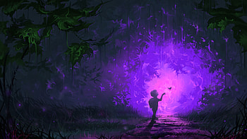 Art, Forest, Butterfly, Fantastic, Child, Portal HD wallpaper
