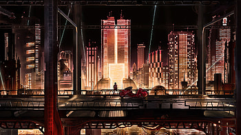 Anime City Scape , anime-girl, anime, digital-art, artist, artwork HD wallpaper