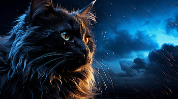 Majestic Black Cat - Enigmatic Night Sky Theme, Black Cat, Animal, cat HD wallpaper