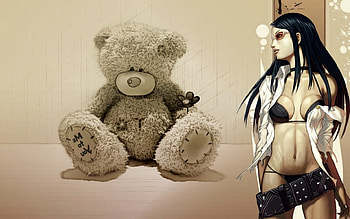 My Hero, fantasy, soft, teddybear, woman, nice HD wallpaper
