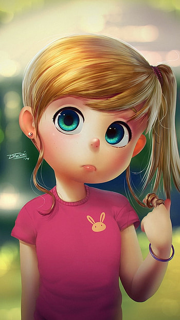 Cute Cartoon Girl, Adorable HD phone wallpaper