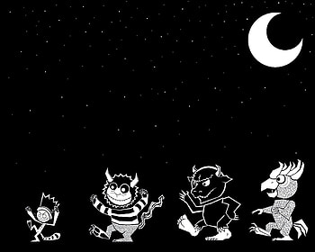 Wild Things , chibi, white, black, anime, moon, , cool, monster HD wallpaper