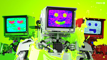 Chiptos X 3D Robot CRT TV Head Monitor NFT Background Neon HD wallpaper