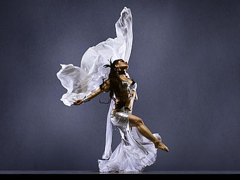 Dancing graceful woman, dance, withe, dress, sensual, graceful, woman HD wallpaper