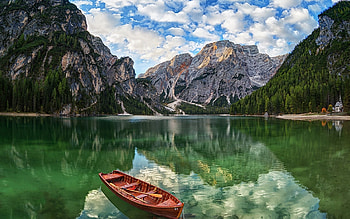 Lake Bryes, Dolomites reflections, South Tyrol, High-quality HD wallpaper