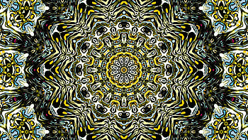 Yellow, Blue, Black, Fractal, Circles, Abstraction, Shapes, Pattern Abstract HD wallpaper