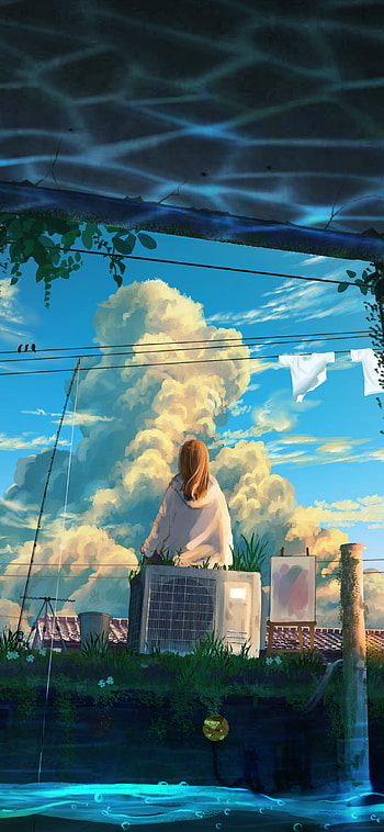 Dreamy Anime Girl: Serene Sky for Your , Anime, girl, anime girl HD phone wallpaper