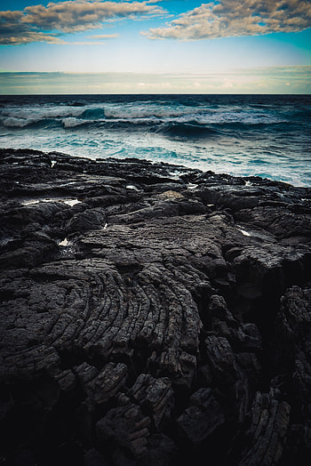 Nature, Sea, Waves, Horizon, Coast, Stone HD phone wallpaper