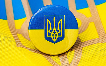 Long Live Ukraine!, national coat of arms, Ukraine, flag, yellow, blue HD wallpaper