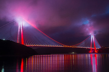 Cities, Night City, Bridge, Construction, Design, Backlight, Illumination, Turkey HD wallpaper
