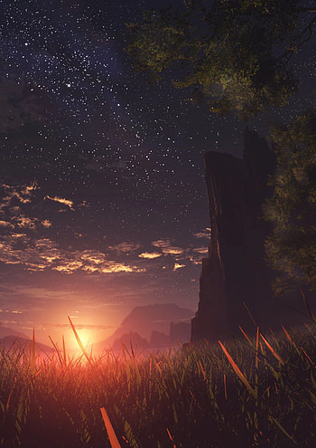 Anime landscape sunset sky cloud . . 639835, Anime Landscape HD phone wallpaper