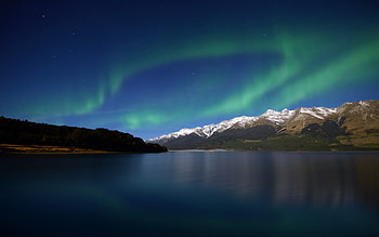 Aurora Mountains, nature, mountains HD wallpaper