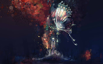 Butterflies, Children HD wallpaper