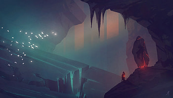 Art, Rocks, Silhouette, Cave HD wallpaper