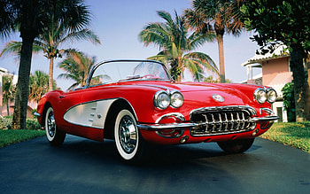 Palms, Chevrolet, Cars, Cabriolet, Chevrolet Corvette, 1960 Chevrolet Corvette HD wallpaper