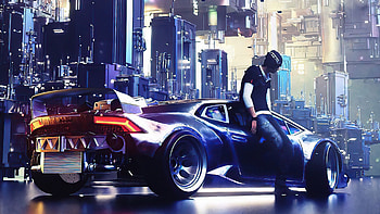 Lambo Cyber Ride , lamborghini, cars, artist, artwork, digital-art HD wallpaper