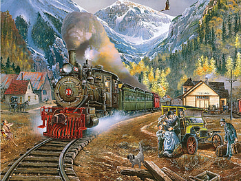 Telluride Homecoming, locomotive, mountains, steam, artwork, painting, railways HD wallpaper