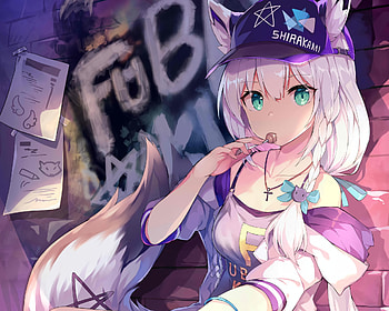 Shirakami Fubuki and Background HD wallpaper