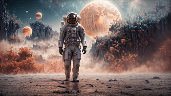 Astronaut On an Alien Planet, astronaut, Alien Planet, moon, space, universe HD wallpaper