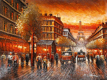 Paris, Painting, Town, Street HD wallpaper