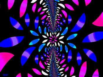 Fractal 3, black, pink, color, pretty, fractals, CG, blue, design, background, pattern HD wallpaper
