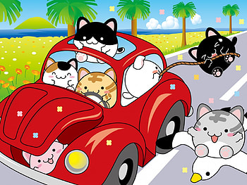 Maruneko Car, kawaii, Neko, Car, Maruneko, Nyan, Travel, Cat, Cute HD wallpaper