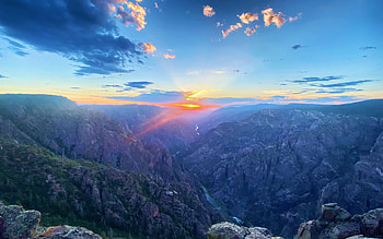 Black Canyon of the Gunnison National Park, Sunset Point, clouds, landscape, sky, sunset, Colorado, usa HD wallpaper