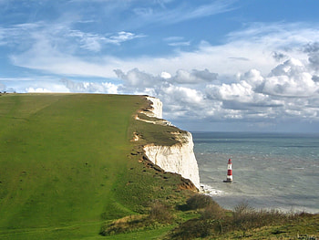 Nature, Grass, Sky, Sea, Break, Precipice HD wallpaper