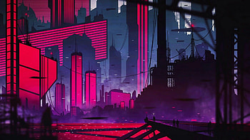 Neon City, Neon City Red HD wallpaper