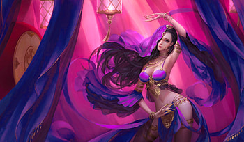 Exotic Dancer, bellydancer, exotic, girl, woman, dancer, art, , purple, digital, pretty, fantasy HD wallpaper