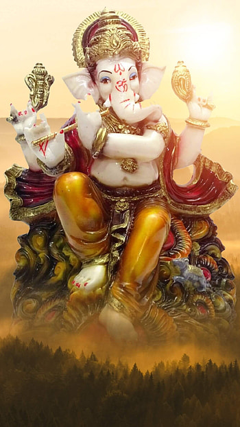 Ganesh , Beautiful Painting, beautiful, painting, bansuri HD phone wallpaper
