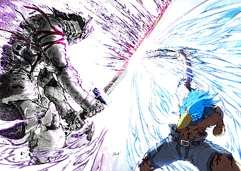 Wezaemon vs Sunraku, Sunraku, Anime, Shangri-la Frontier HD wallpaper
