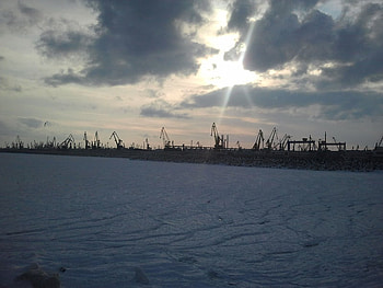 black sea ..winter, clouds, sky, romania, black sea HD wallpaper