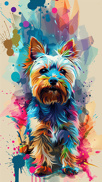 Colorful Yorkshire Terrier Art, dog HD phone wallpaper