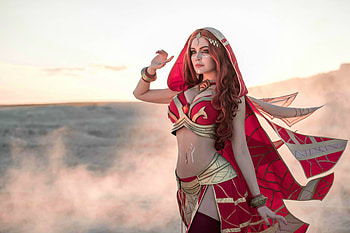 Lina Cosplay, cosplay, dota-2, games, girls HD wallpaper