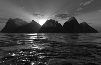 shades of grey, night, black, ocean, sunset HD wallpaper