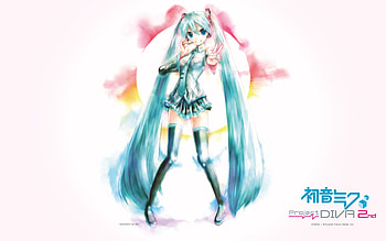 Hatsune Miku, colorful, blue eyes, twintail, cute, blue hair, vocaloid, miku, vocaloids, anime, pretty, hatsune, thighhighs, micro HD wallpaper