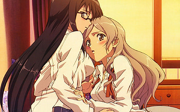 Anime Lovers, Anime Friends, Murasama, Yuri, Sumika Murasama, Lovers, Sumika, Sunset, Anime Couple, Friends, Ushio Kazama, Anime, Sasameki Koto, Anime Girls, School Uniform, Couple, Ushio, Kazama, Glasses HD wallpaper
