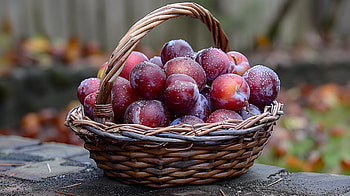 Fresh Plums in Basket, plum HD wallpaper