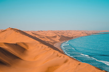 Serene Desert Beach Landscape, desert, sea, sand, nature, landscape HD wallpaper