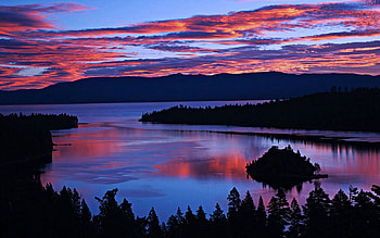 Morning Glory, Emerald Bay, Lake Tahoe, california, clouds, colors, sky, water, reflections, usa HD wallpaper