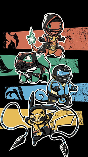 Pokémon Kombat: Bulbasaur, Squirtle, Charmander & Pikachu Clash, Bulbasaur (Pokémon), Squirtle (Pokémon), Pokemon, Mortal Kombat, Pikachu, video game, crossover HD phone wallpaper